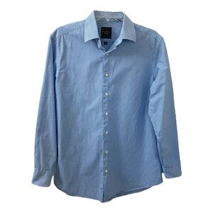 Ben Sherman Blue White Houndstooth Check Button Down Shirt Size 16